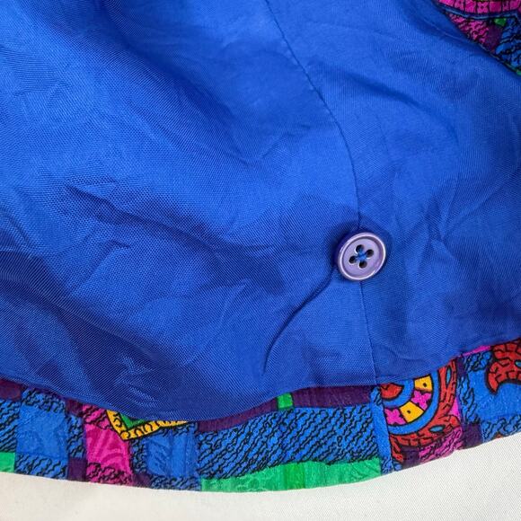 Vintage Ann Crimmins 100% Silk Jacket Women’s 12 – Paisley Geometric Jewel Tones - Picture 6 of 7